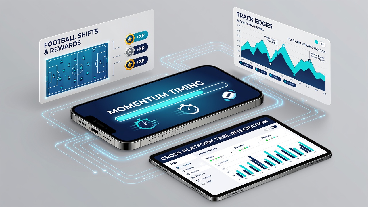 Detailed view of reward timing dashboard on a mobile app displaying football, racing, and casino sequence bonuses with synchronized clocks and transition arrows