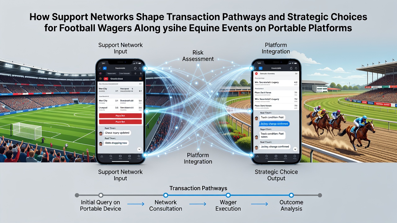 Mobile app screen displaying integrated football match odds and upcoming horse race schedules with transaction options highlighted