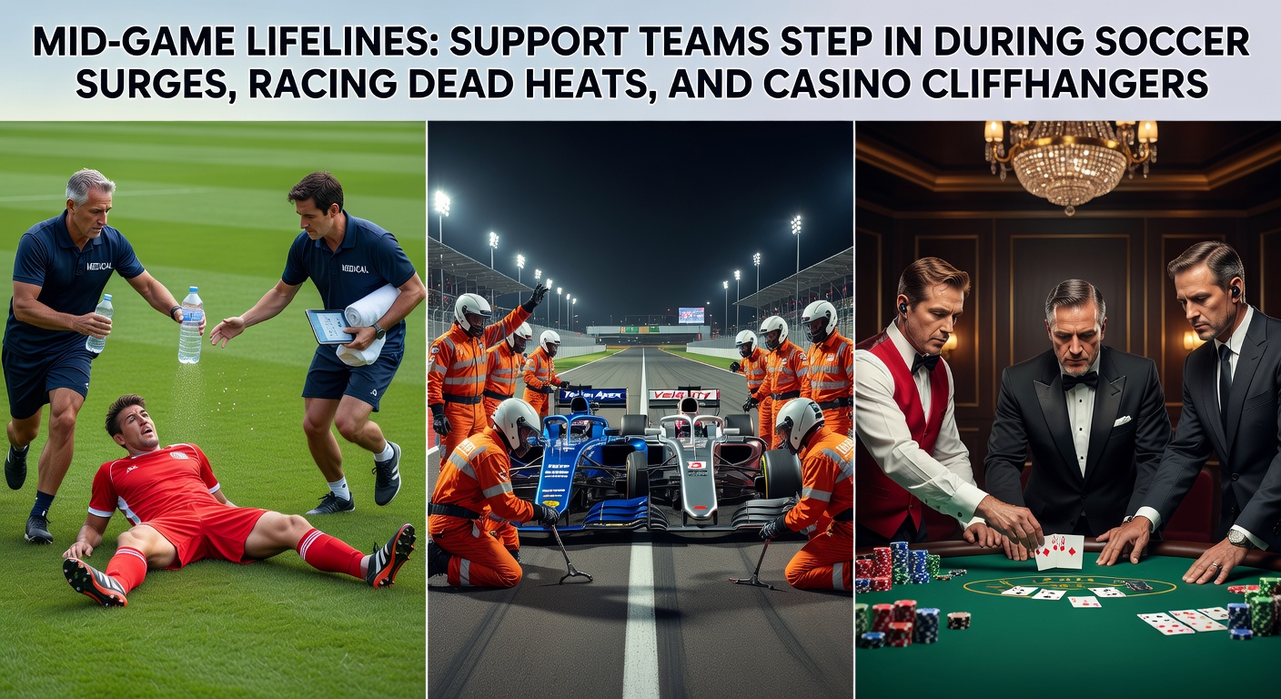 A bustling support team monitoring live betting screens during a high-stakes soccer match, with chat windows popping up amid surging odds
