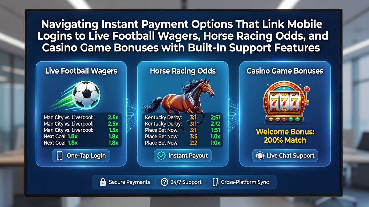 Mobile login screen displaying secure payment options for live sports and casino betting