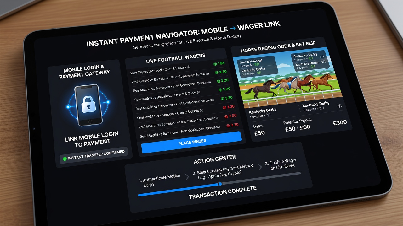User interface showing real-time betting dashboard with integrated payment and support options