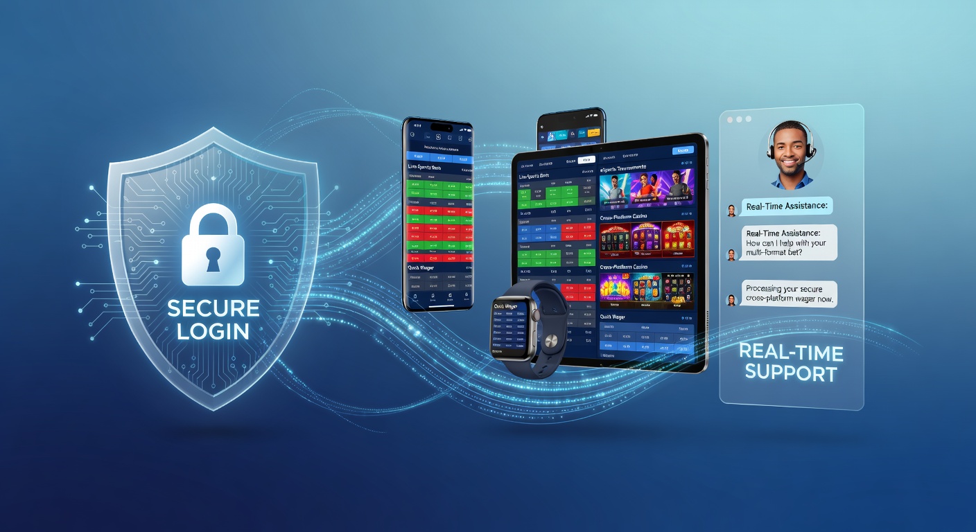 Mobile betting interface showing secure login screen with multi-sport and casino options