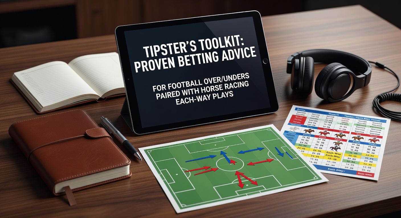 A dynamic split image showing a soccer match with goal-line action on one side and a horse racing finish line on the other, highlighting betting opportunities in both sports