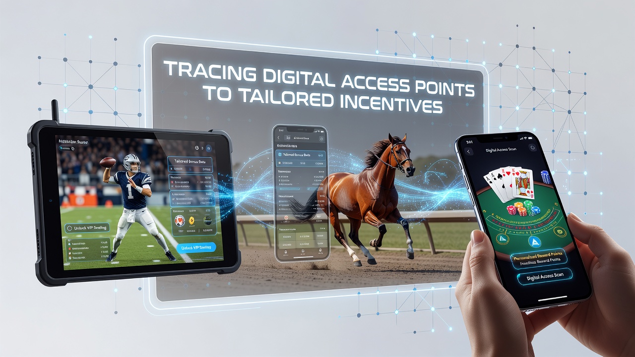 Mobile app dashboard displaying customized betting incentives for football matches, horse races, and table games