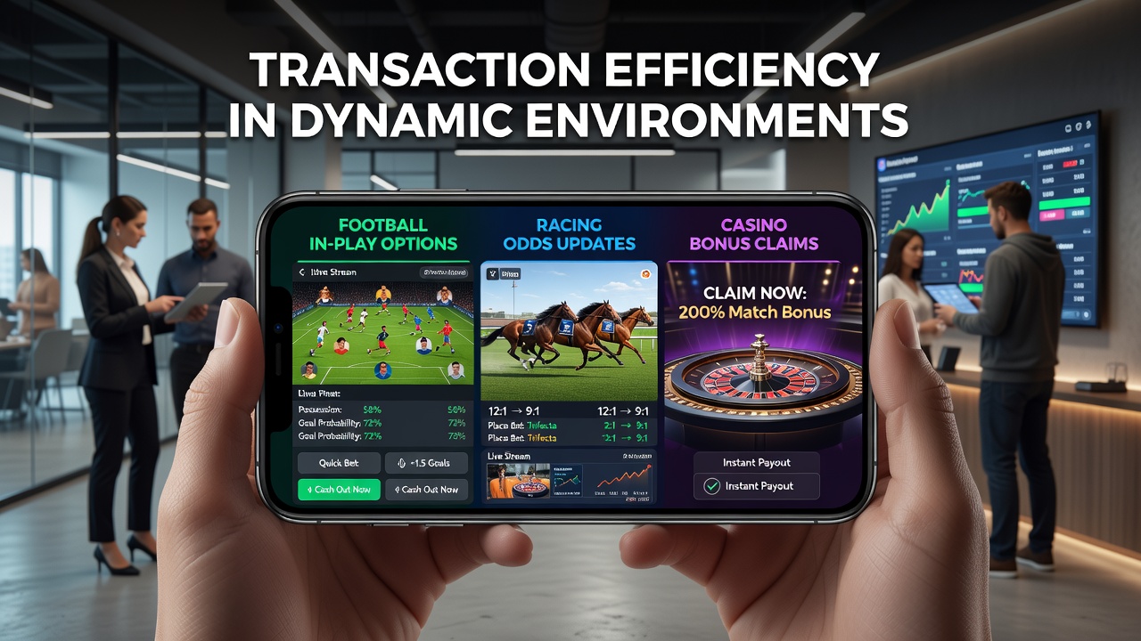 Mobile app interface showing live football in-play betting options alongside transaction confirmations