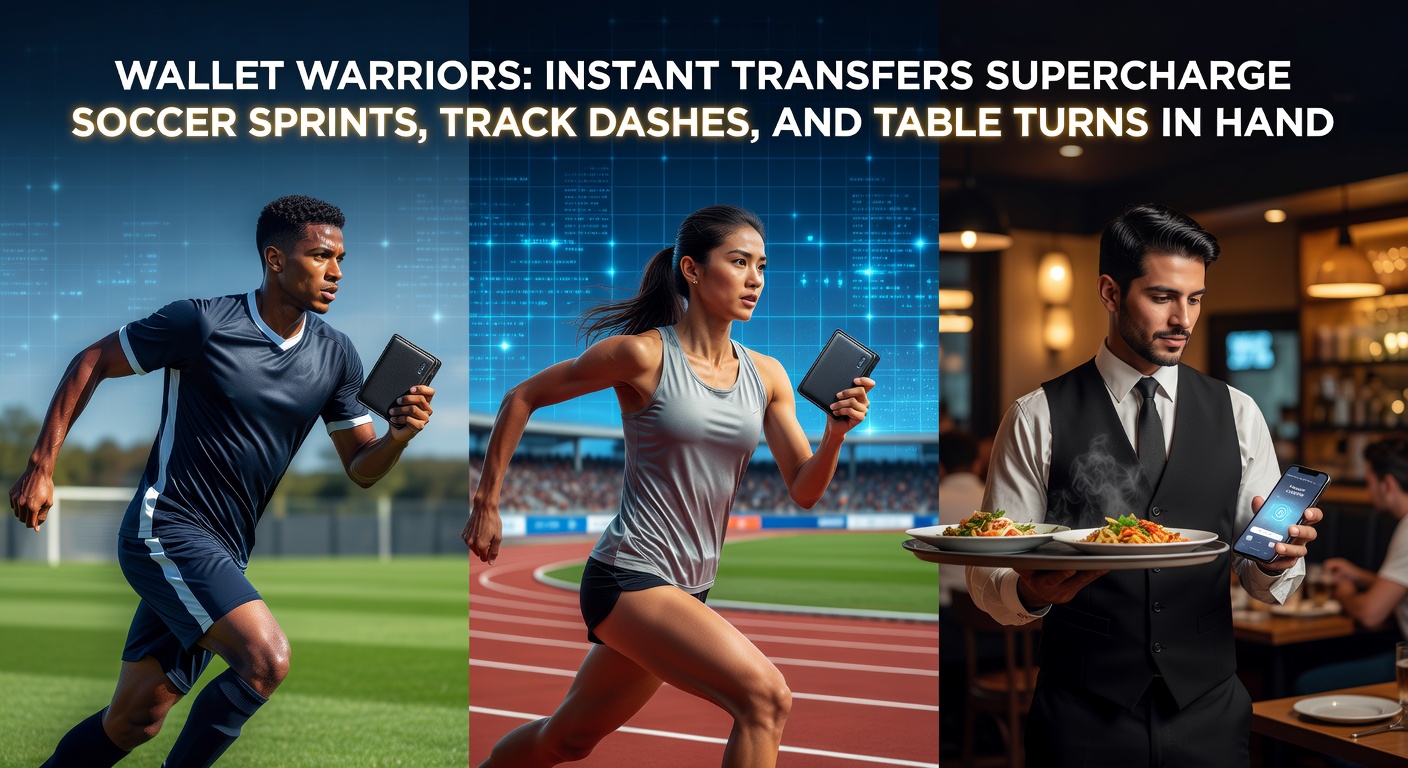 Dynamic split-screen of a handheld device displaying soccer goal bet confirmation, racing finish line odds update, and casino roulette spin with instant transfer notification